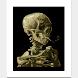 Skull of a Skeleton with Burning Cigarette Posters and Art